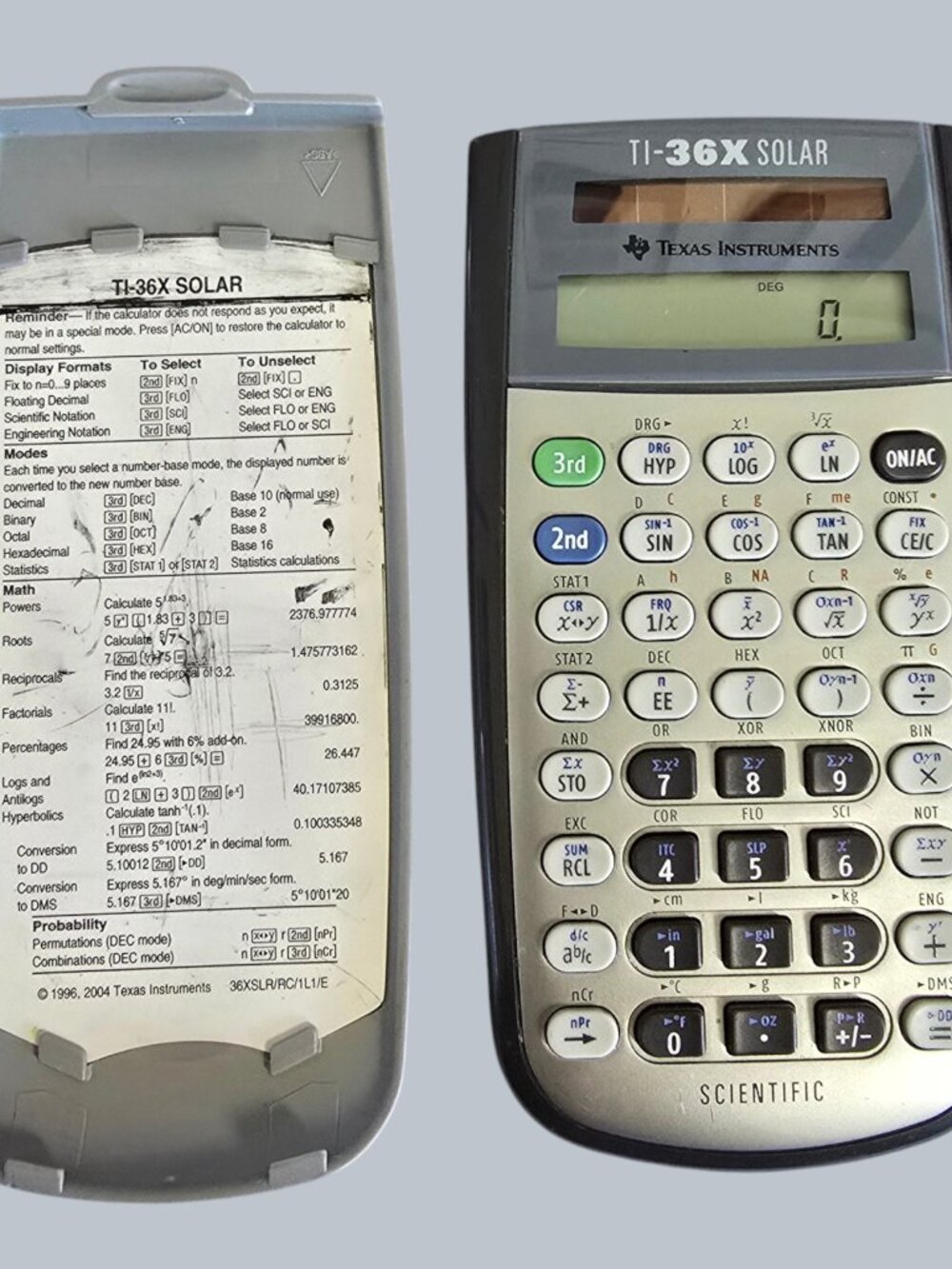 Texas Instruments TI-36x Solar Calculator w/ Cover & Insert TESTED & WORKING!